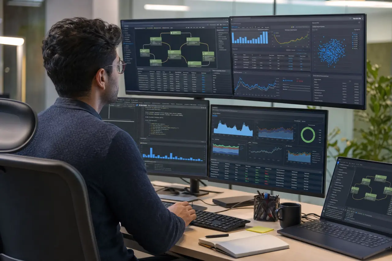 A machine learning engineer monitoring models, pipelines, and retraining workflows