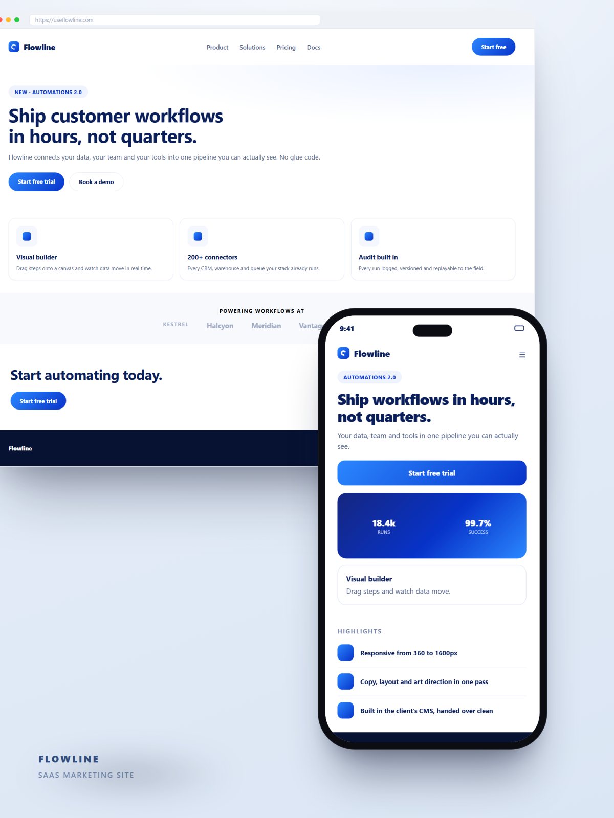SaaS product landing page design