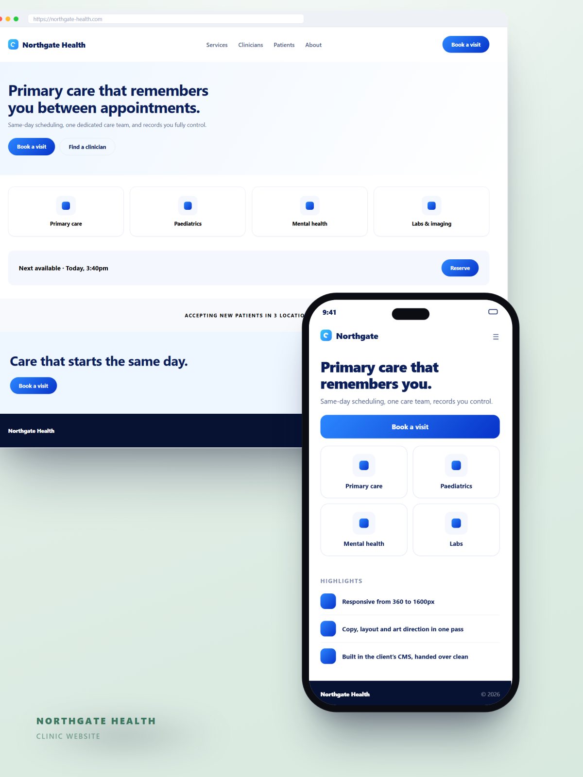 Healthcare clinic website design